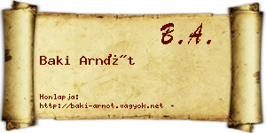 Baki Arnót névjegykártya